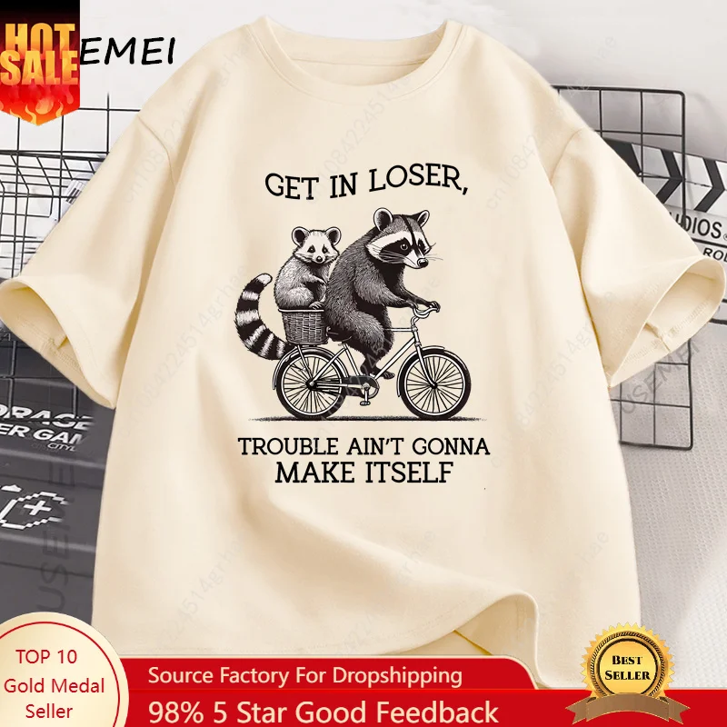 Graphic Tee Oversized - Get in Loser T Shirt Funny