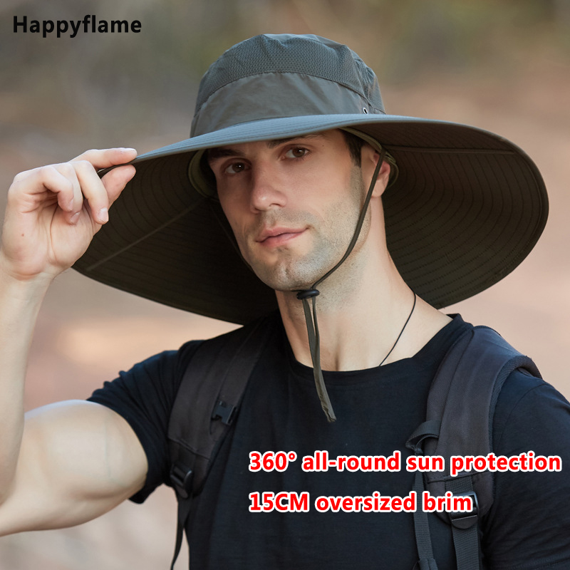 Mens Fashion Bucket Hat - Hot Men's 15CM Big Wide Brim