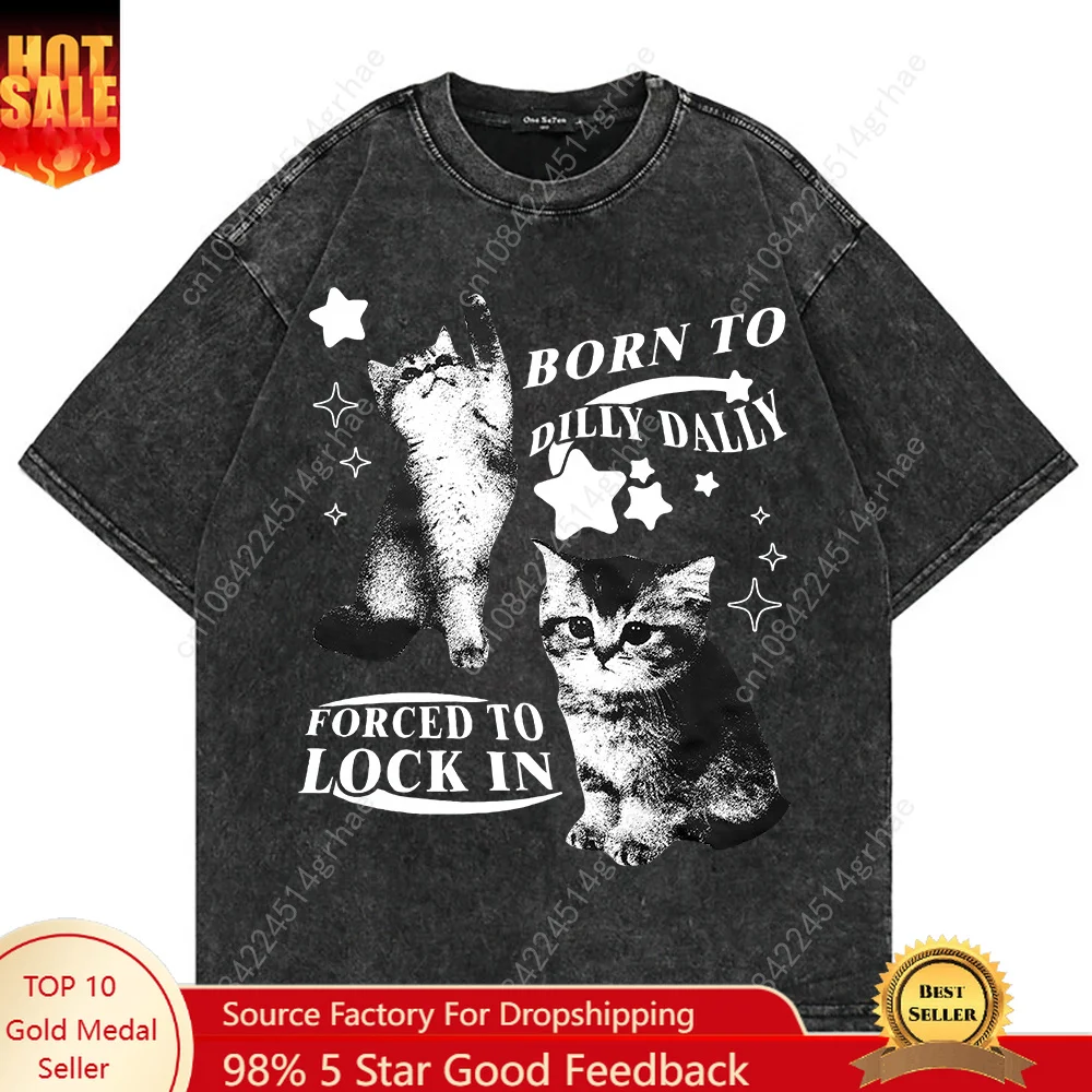 Graphic Tee Oversized - 100% Cotton Vintage Washed Y2k Funny