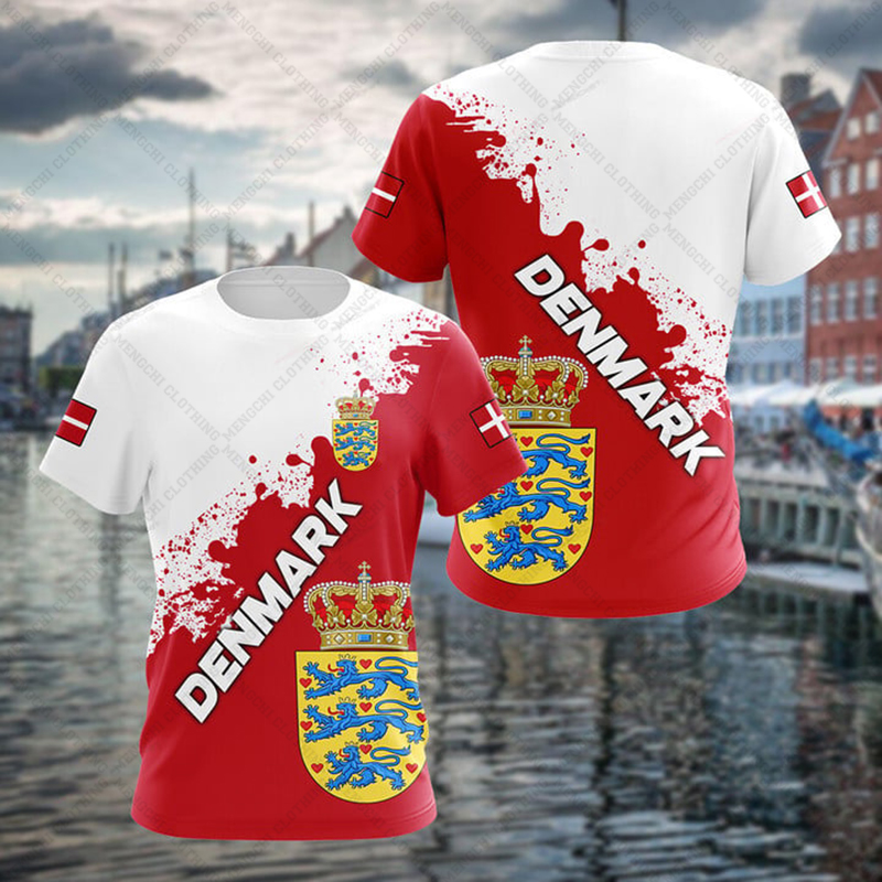 Graphic Tee Oversized - Custom Summer Casual Denmark Shield Graphic