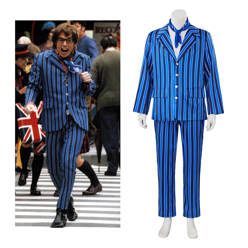 Mens Fashion In 1980S - Movie Austin Powers Cosplay Costume Suit