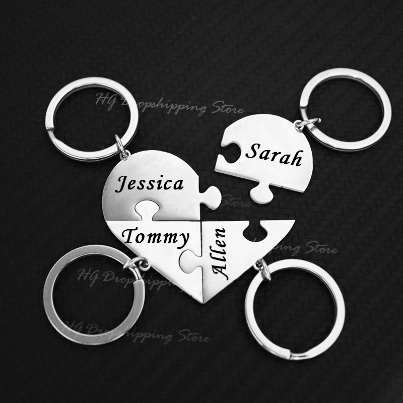 Men'S Fashion Gold Chain - Custom Family Members' Names Keychain Personalized