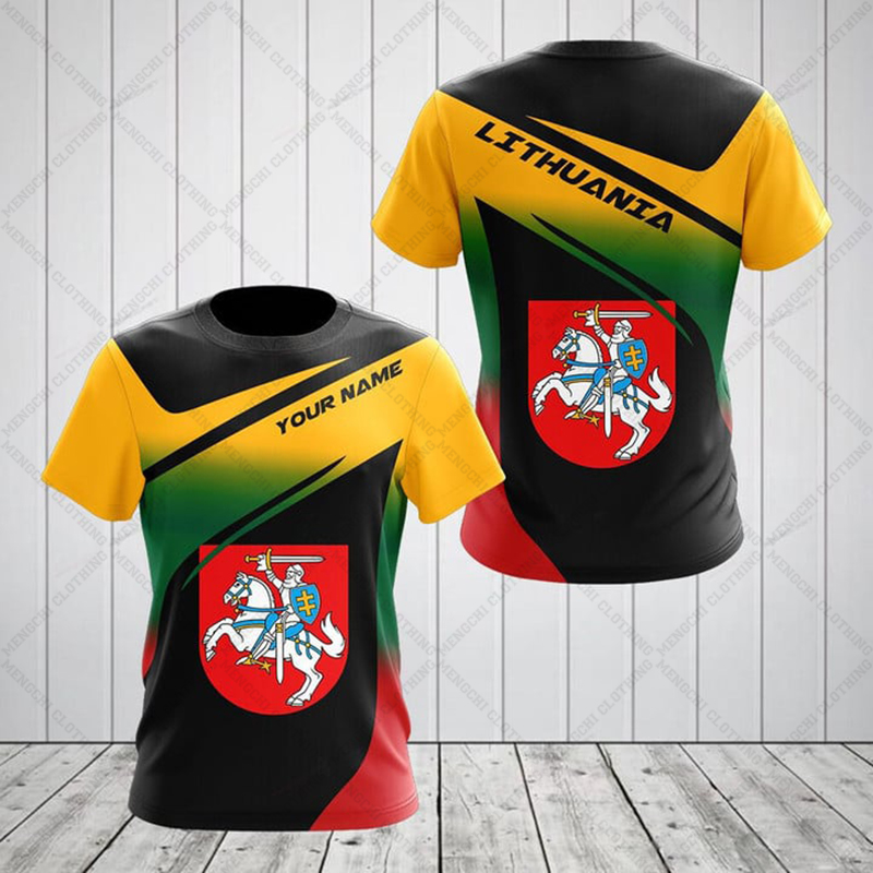Graphic Tee Oversized - Custom Summer Casual Lithuania Shield Skull