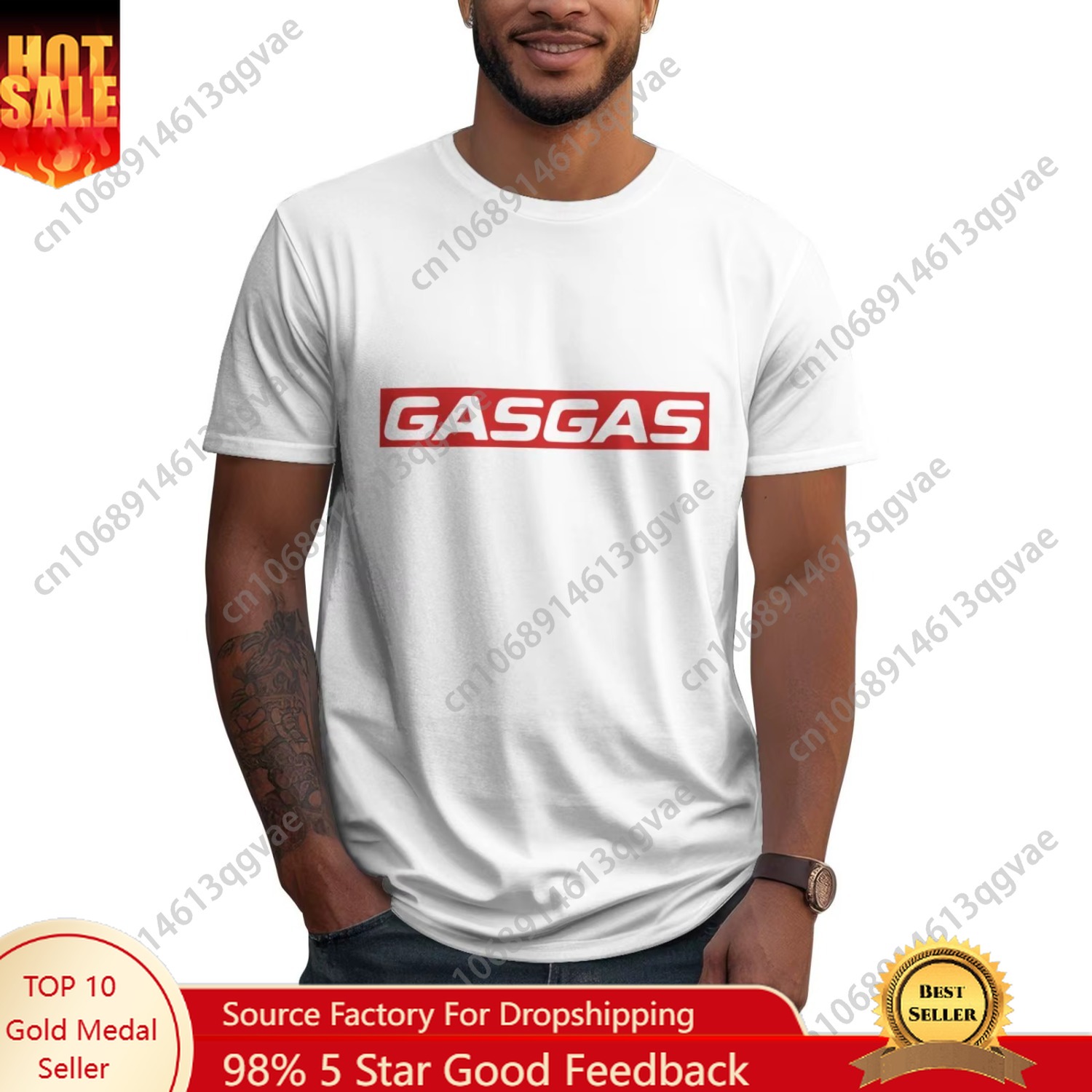 Graphic Tee Oversized - GasGas Enduro Motorcycle Prints T-Shirt 100%
