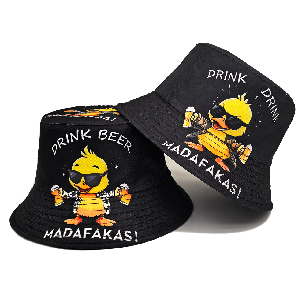 Mens Fashion Bucket Hat - Funny Duck Print Panama Summer Sunscreen