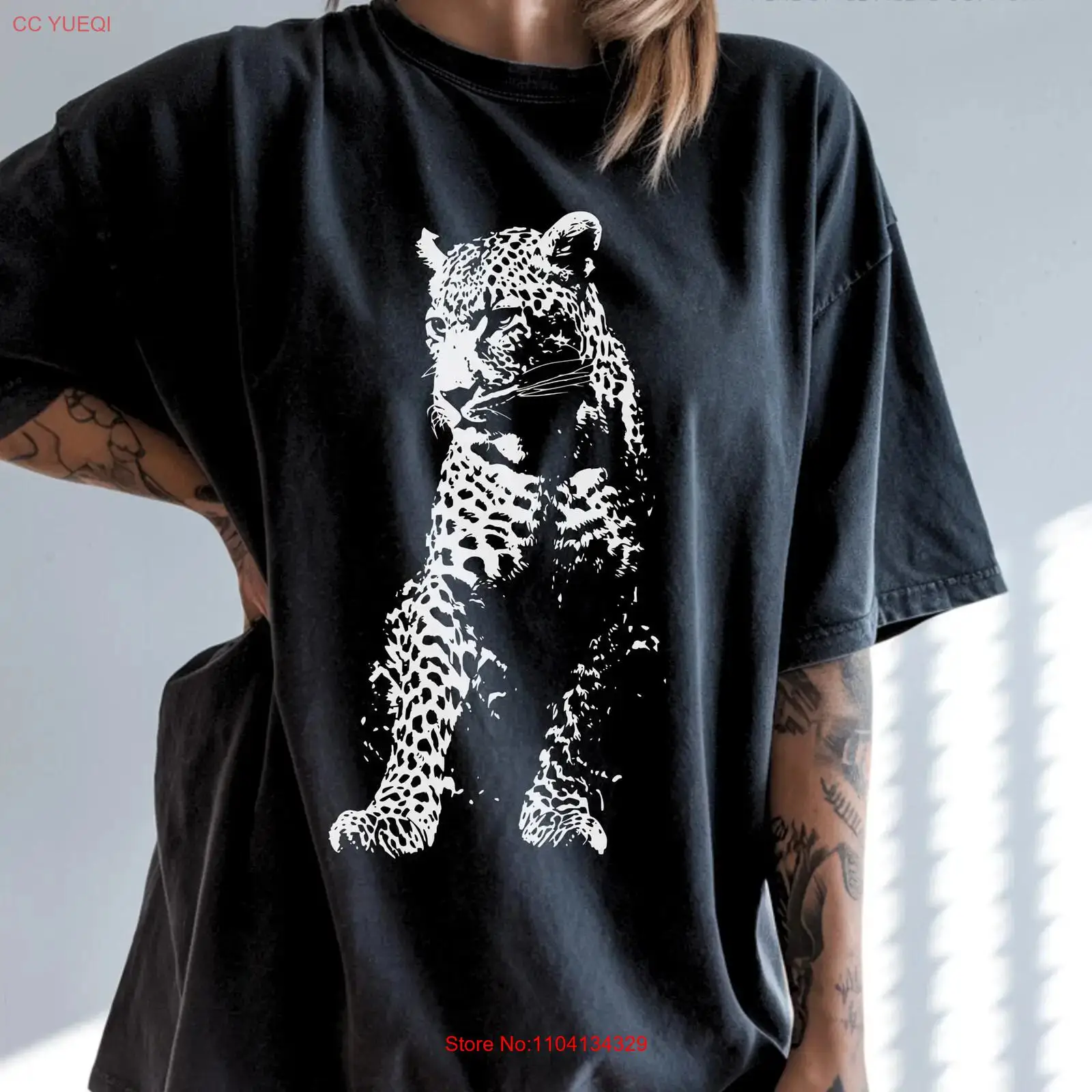 Graphic Tee Oversized - Retro Leopard T Shirt Gothic Apparel