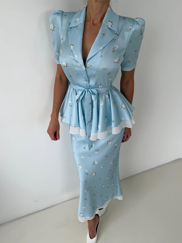 Floral Blazer Coat Skirt Sets  - Men Fashion Rave recension och pris
