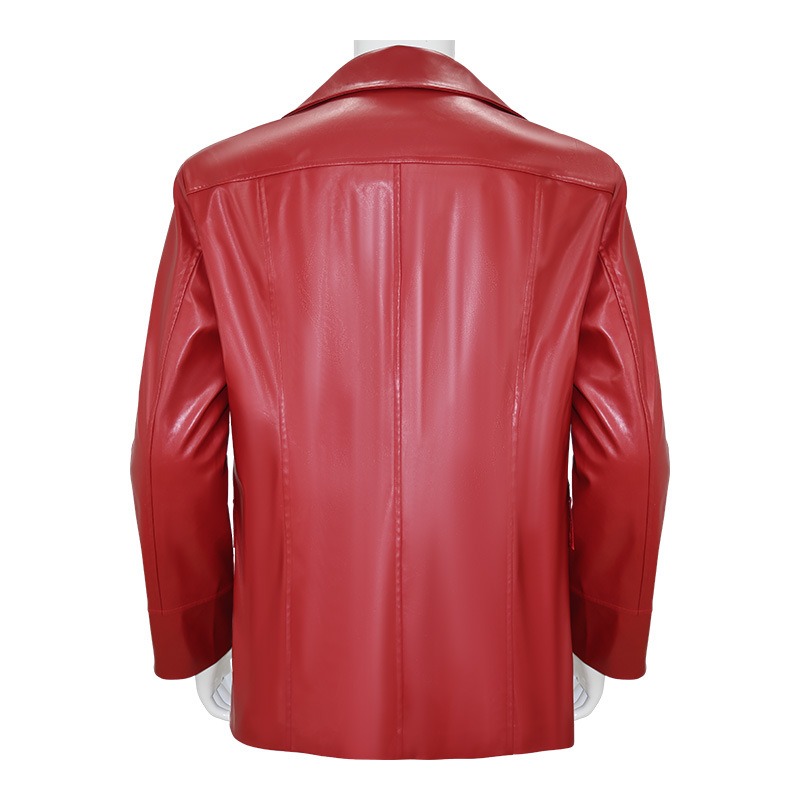 Men Red Leather Jacket Fight C - Men Fashion Rave recension och pris