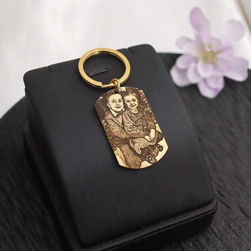 Custom Engrave Photo Keychain  - Men'S Fashion Gold Chain recension och pris