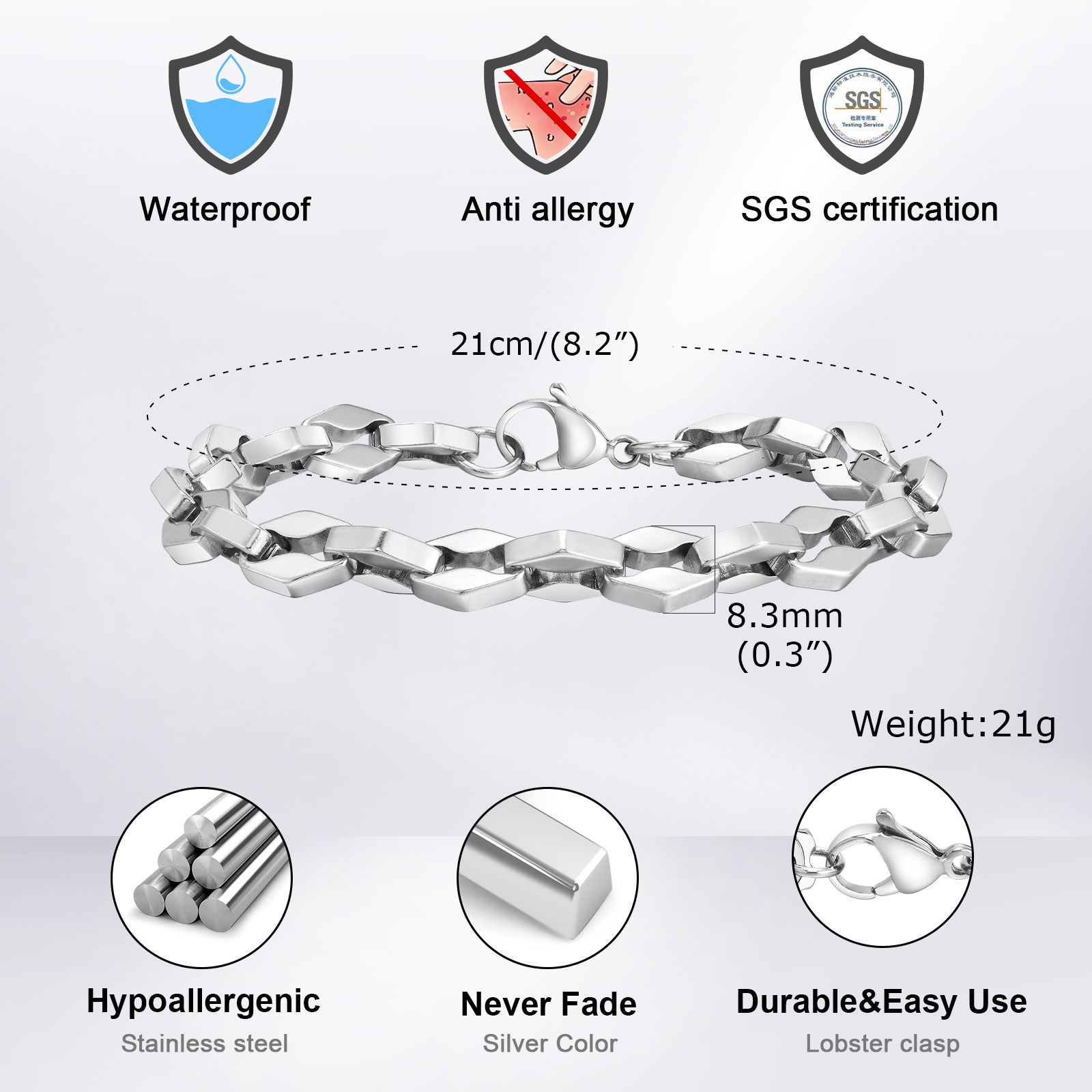 Vnox Simple Rhombus Link Chain - Mens Fashion In 1980S recension och pris
