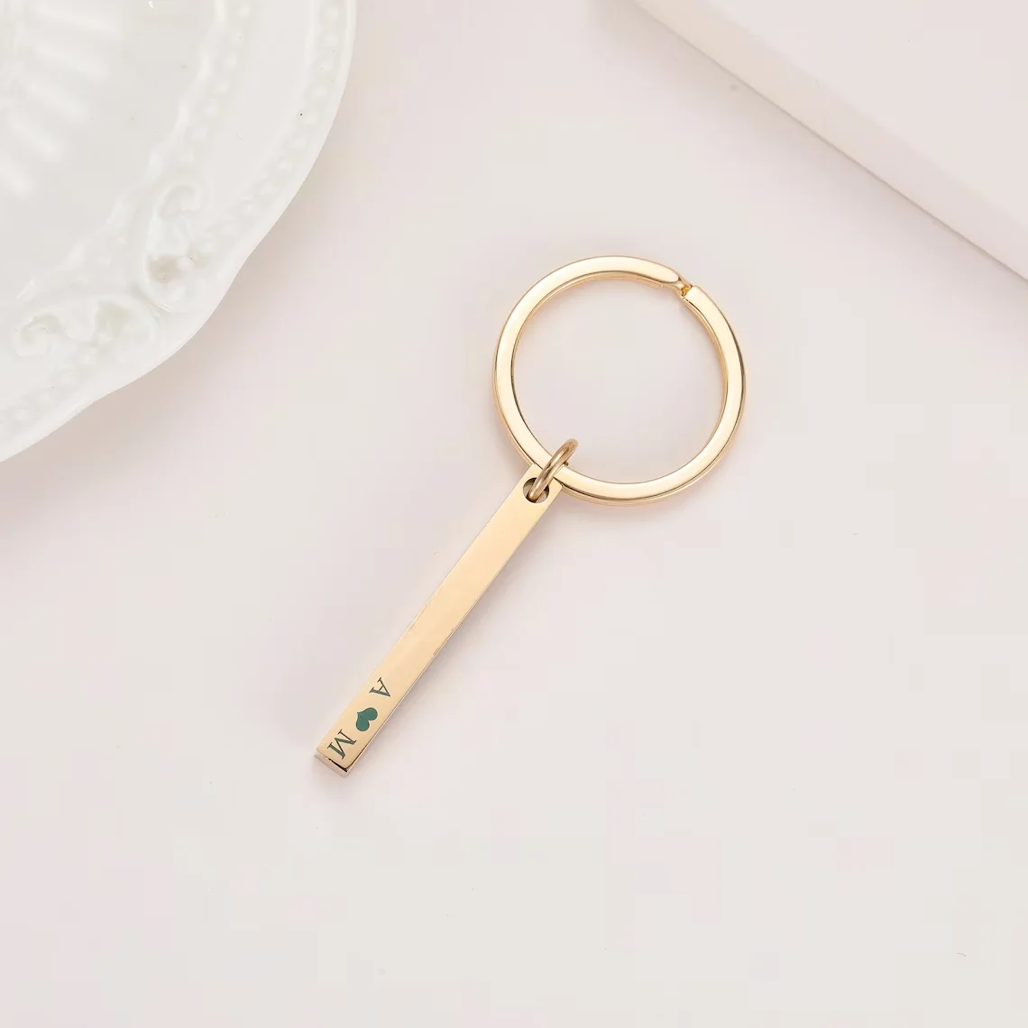 Personalized Engraved Bar Keyc - Men'S Fashion Gold Chain recension och pris