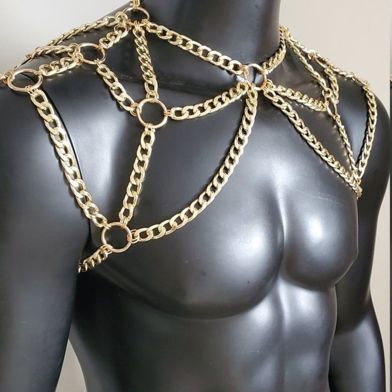 Punk Men Shoulder Body Chain B - Men'S Fashion Gold Chain recension och pris