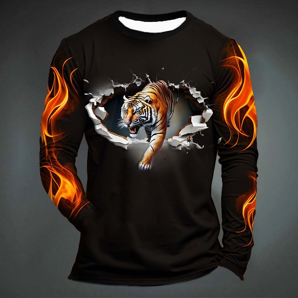 Funny Tiger Print T Shirt For  - Men'S Spring Fashion recension och pris