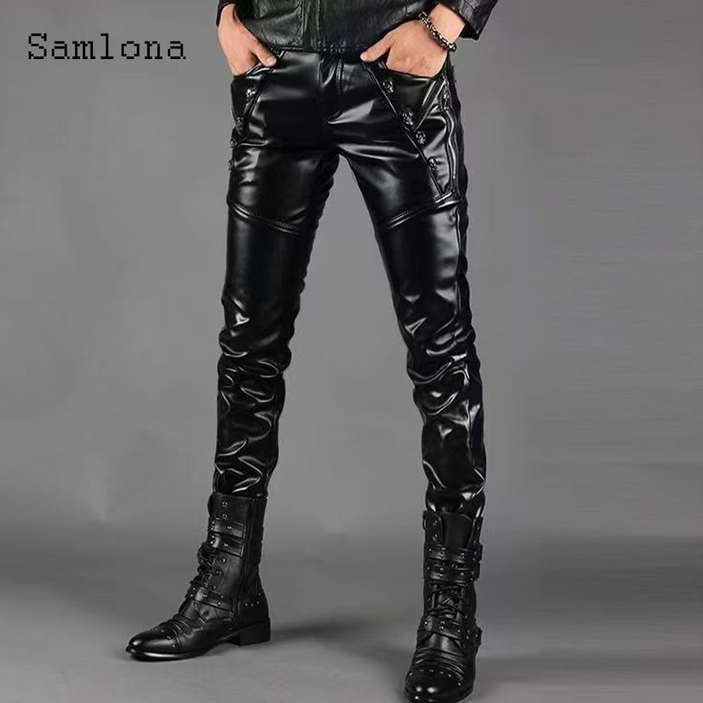 Sexy Grunge Pu Leather Pants M - Men'S Fashion Pants 2025 recension och pris