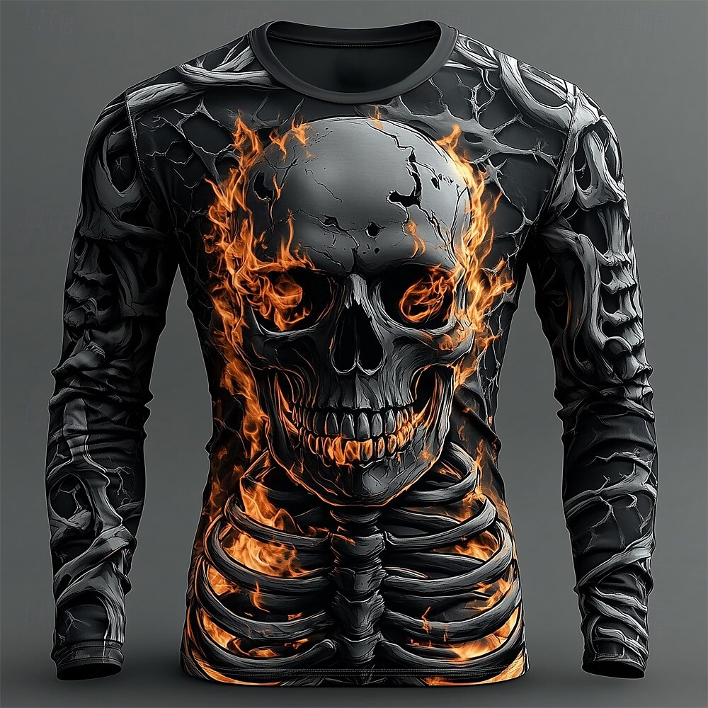 Men's 3D Flame Skull Pattern T - Men'S Spring Fashion recension och pris