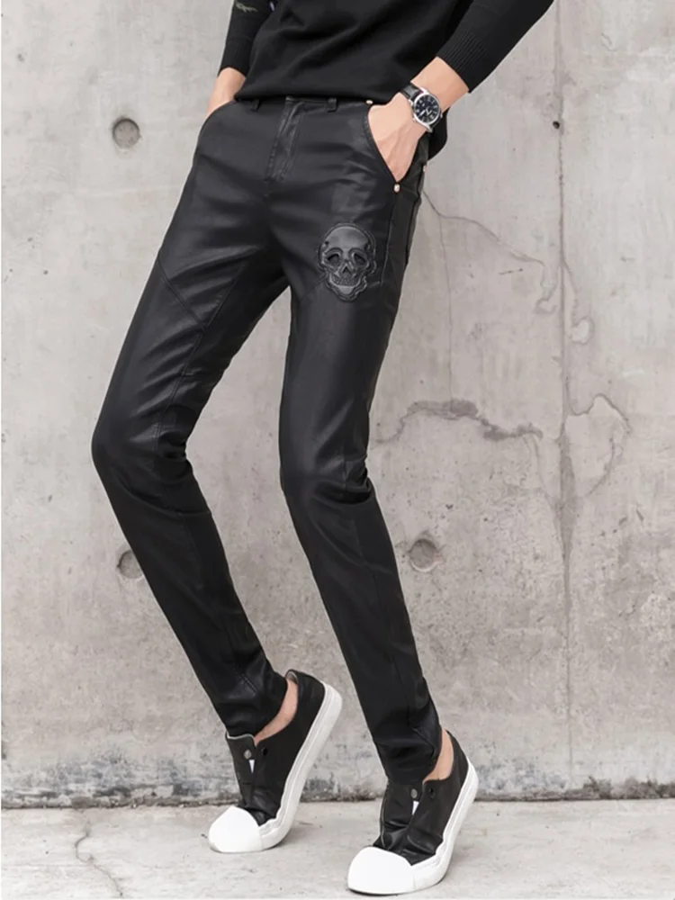 2025 New Men Black Faux Leathe - Men'S Fashion Pants 2025 recension och pris