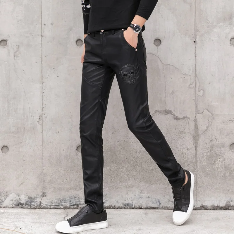 2025 New Men Black Faux Leathe - Men'S Fashion Pants 2025 recension och pris