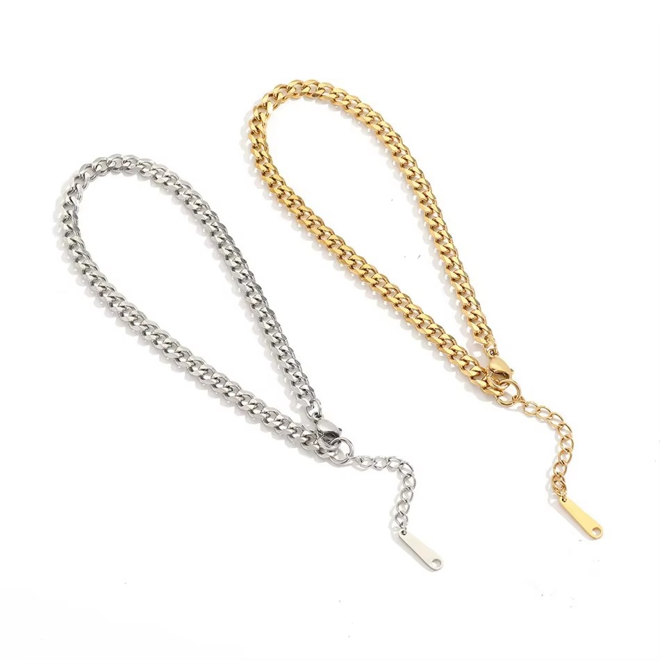 4MM Stainless Steel Simple Cub - Men'S Fashion Gold Chain recension och pris